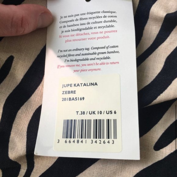 Sezane Black and Tan Zebra Print Midi Skirt - Picture 3 of 9